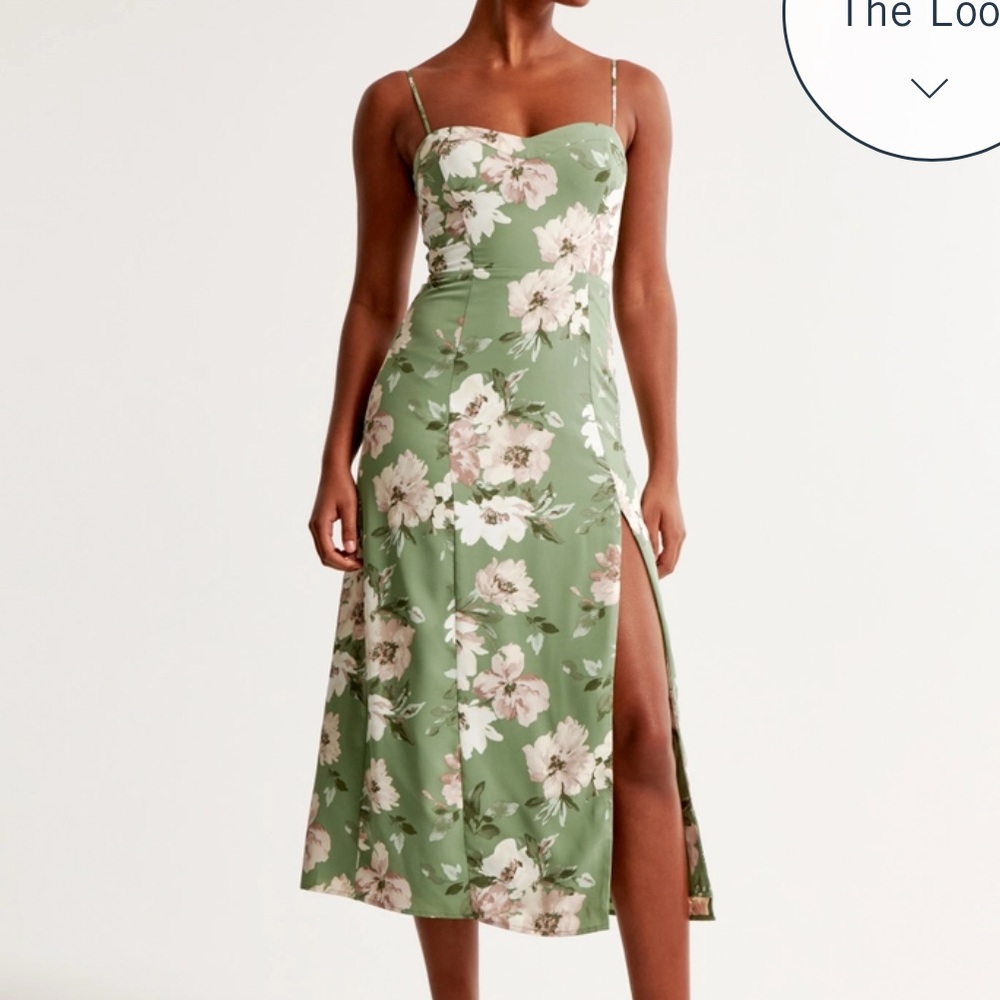 The A&F Camille Midi Dress Green Floral
